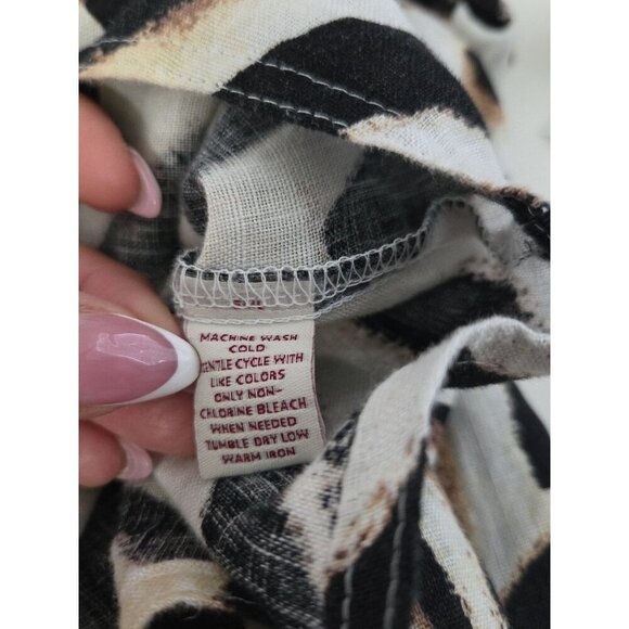 JM Collection Zebra Linen Safari Button Down Shirt Jacket Cinch Waist Size XL - Picture 5 of 6